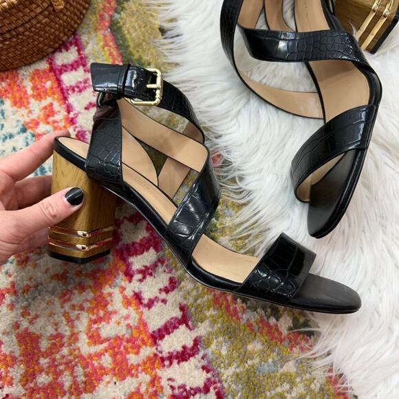 Tommy Hilfiger Neutral Black Strappy Ankle Strap Block Heels 10 - Picture 3 of 8